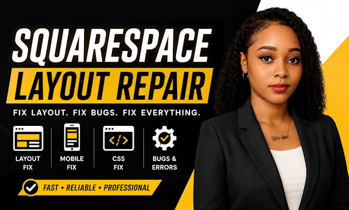 fix squarespace broken layout, mobile issues, CSS bugs and website errors