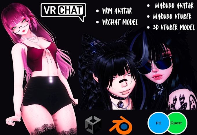 create 3d vtuber model, warudo vtuber avatar, anime vrchat avatar, vrm avatar