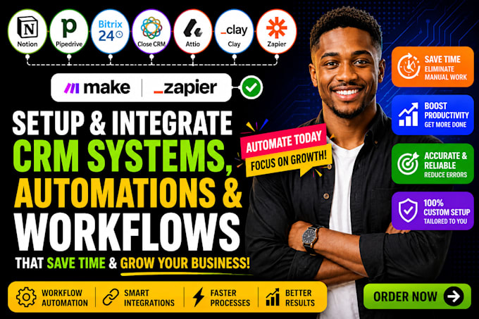notion pipedrive bitrix 24 close crm attio clay automation zapier integration