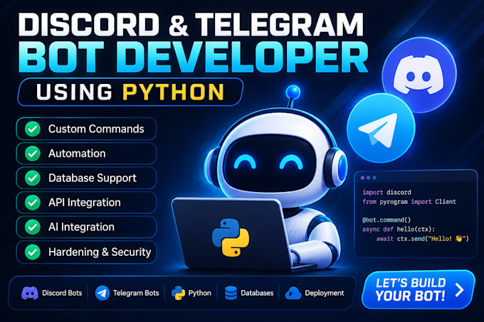build python bot telegram discord bot automation web scraping ai