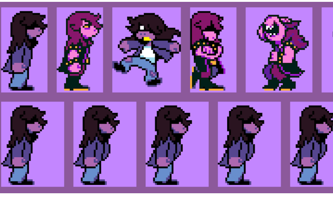 create undertale and deltarune style character, battle and overworld sprites