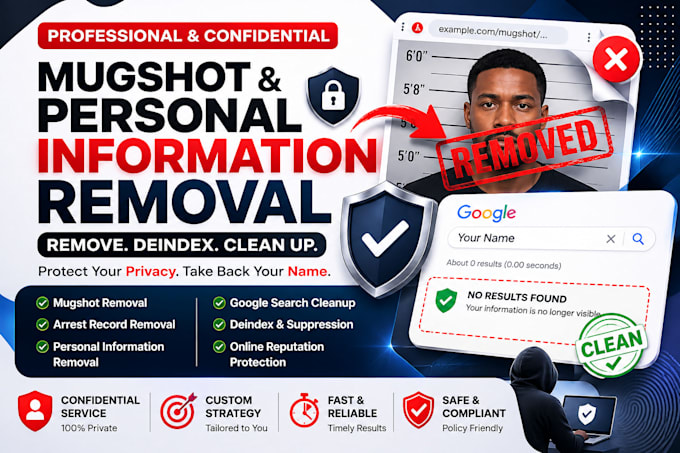 assist with mugshot removal and google search cleanup