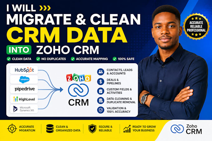 migrate hubspot salesforce pipedrive gohighlevel dynamics CRM data into zoho CRM