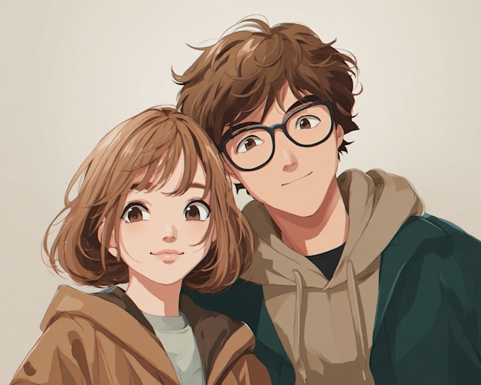 draw anime couple illustration