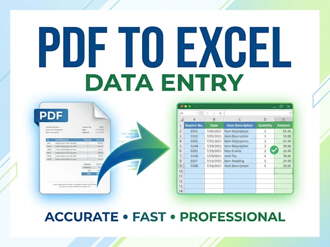 convert PDF to excel and do data entry