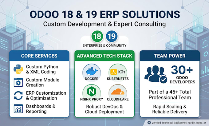 develop and customize odoo 18 and 19 erp modules