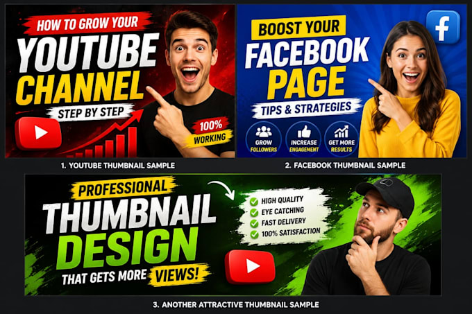 design eye catching you tube and facebook thumbnails