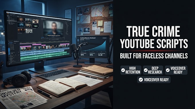 write binge worthy true crime scripts for faceless youtube channels