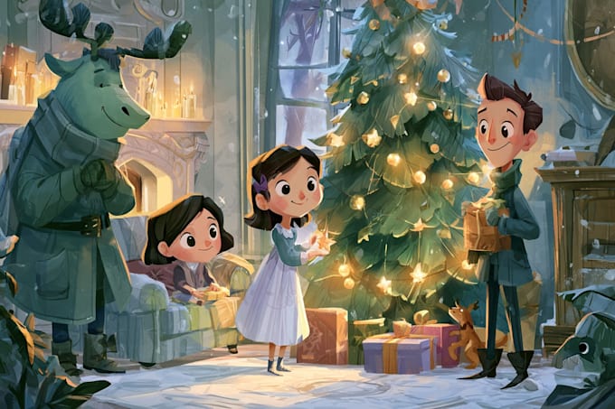make christmas children book illustration