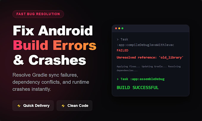 fix your android app build errors, gradle issues and crashes