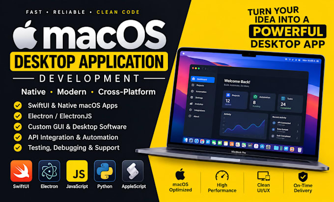 develop a macos desktop application with swiftui or electron, gui, applescript
