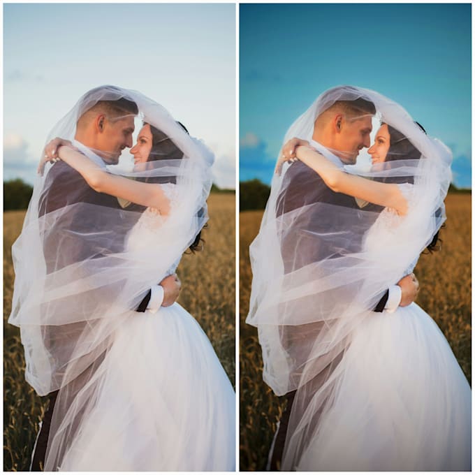 professionally colour grade and correct wedding photos