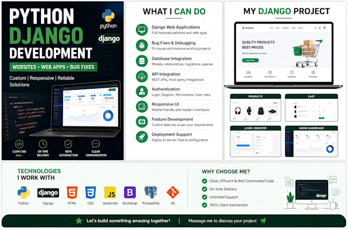 develop, customize or fix your python django web application