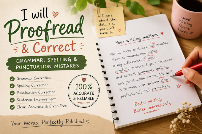 proofread and correct grammar and spelling mistakes