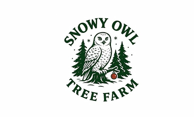 make snowy owl christmas tree farm logo