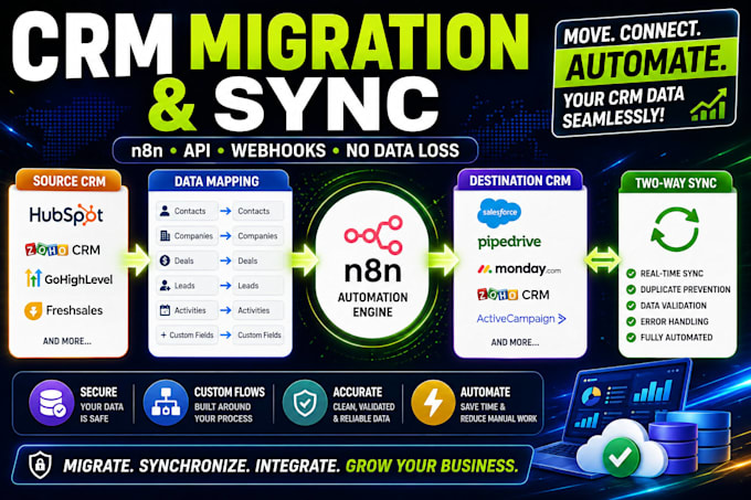 migrate and sync your CRM data with n8n, apis and webhooks