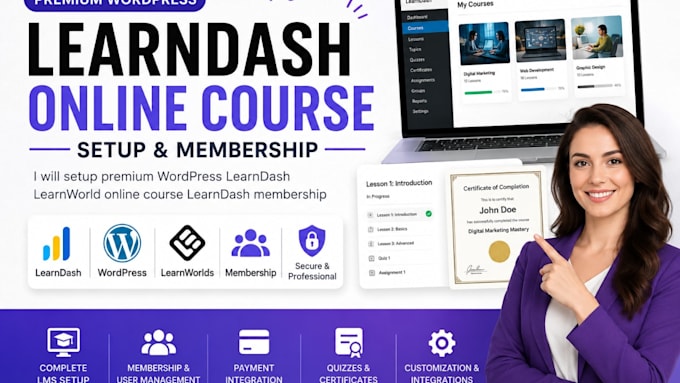 setup premium wordpress learndash learnworld online course learndash membership