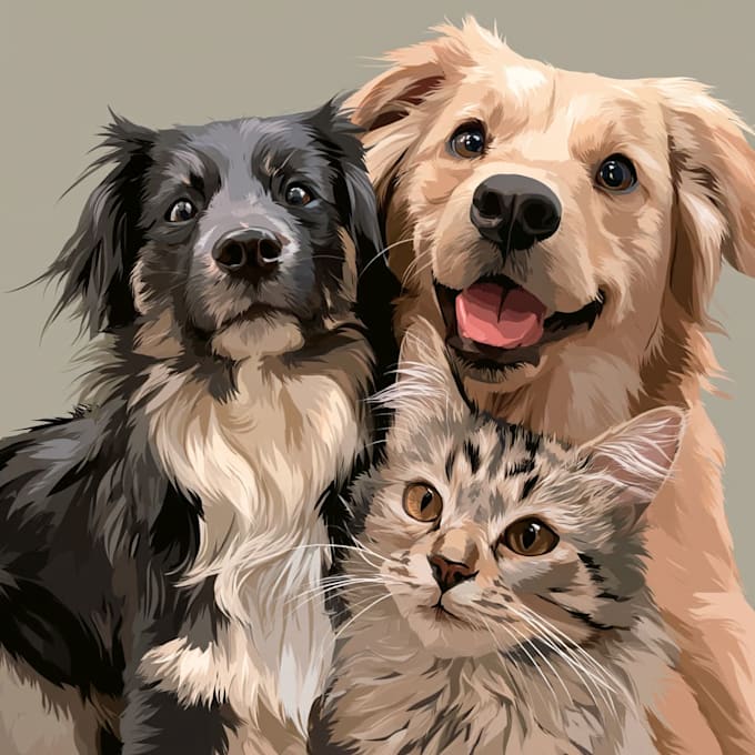 draw dog cat pet portrait vector illustration