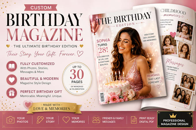 design a personalized birthday magazine templates