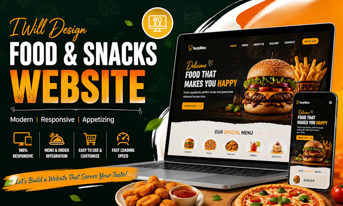 create food website, snacks website for businesses