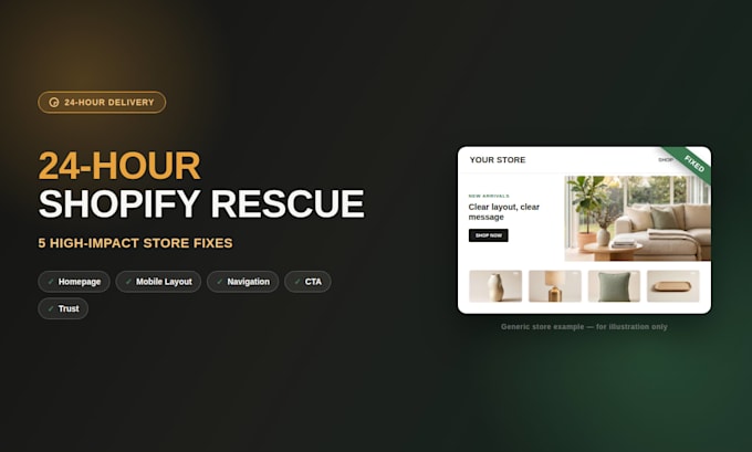 fix and improve your shopify store design within 24 hours