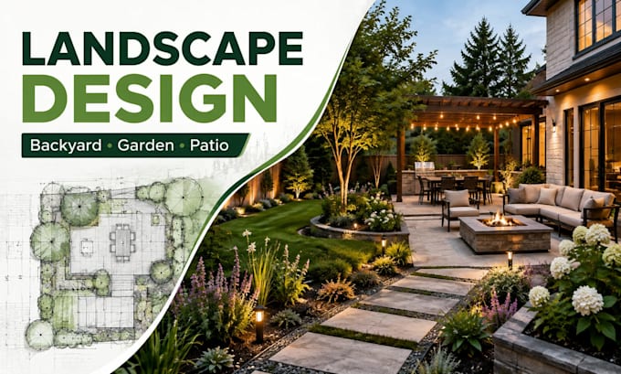 design landscape, backyard, garden, patio and outdoor spaces