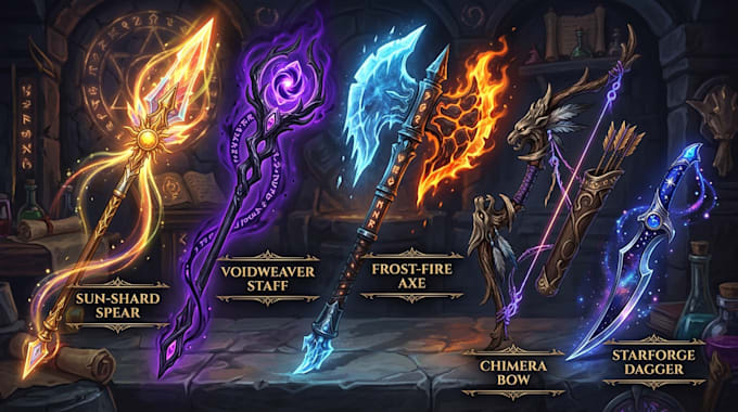 design unique weapons illustrations