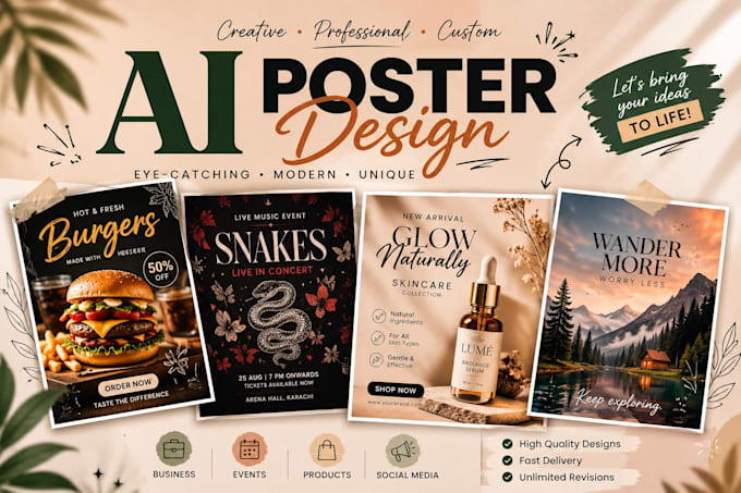 design eye catching ai posters for your business