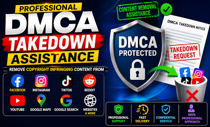remove facebook report tiktok instagram reddit youtube google maps under dmca