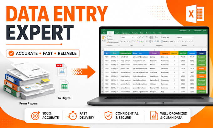 do fast and accurate data entry, excel and copy paste work