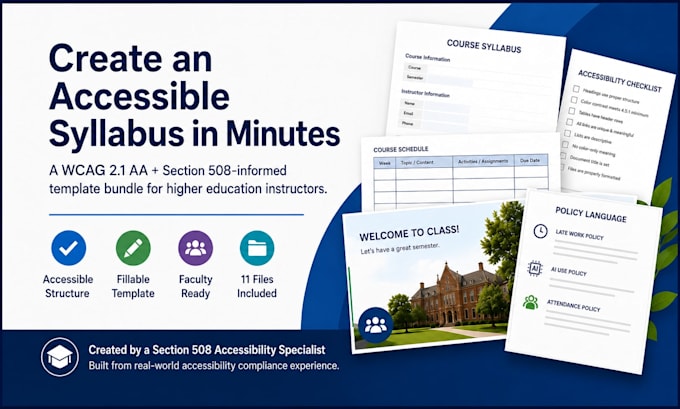 deliver a section 508 and wcag syllabus template bundle