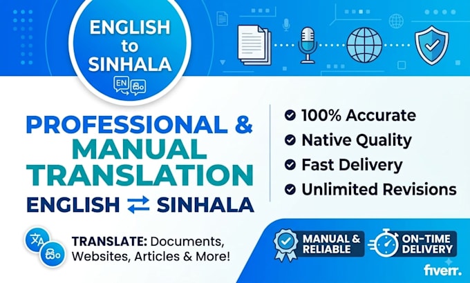 professionally translate english to sinhala and vice versa