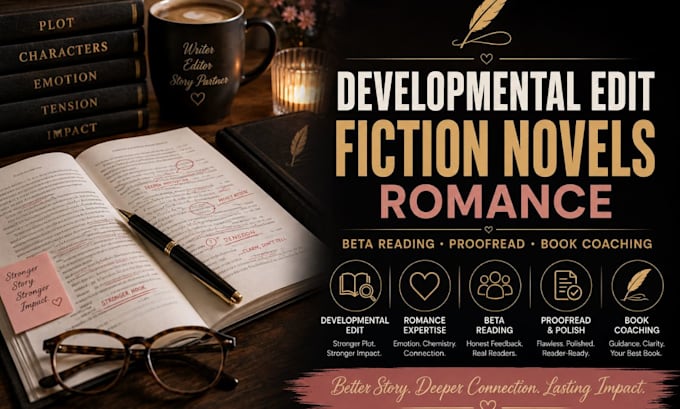 developmental edit fiction novels romance beta reading proofread book coaching