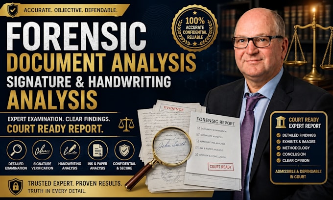 do forensic document analysis, forged signature and handwriting analysis, report