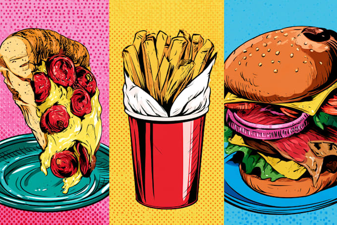 make a food pop art illustration