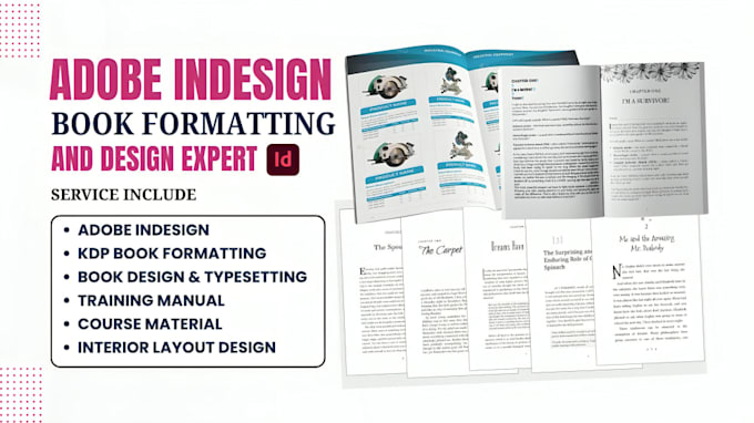 do adobe indesign book formatting typesetting interior print book, layout design