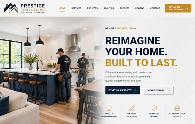 design squarespace remodeling website home renovation construction website