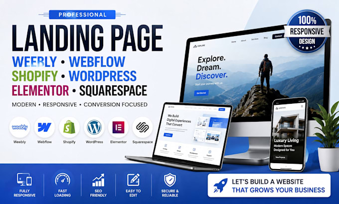 landing page eweebly webflow shopify wordpress elementor squarespace website