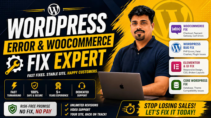 fix woocommerce errors, wordpress bugs, and elementor issues fast