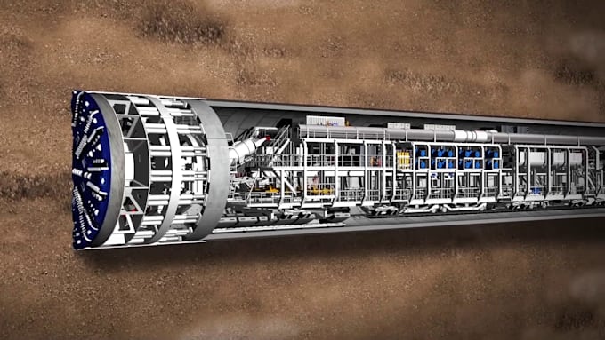 do 3d industrial machine animation underground construction 3d engineering video