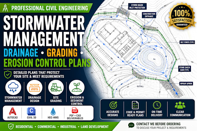 design stormwater management, drainage, grading, erosion control plans