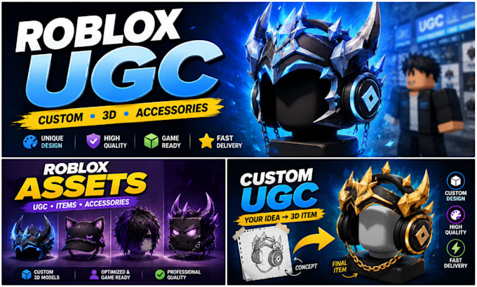 create custom roblox ugc, assets and accessories