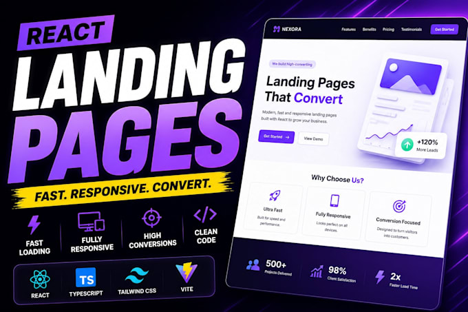 build a modern responsive react landing page