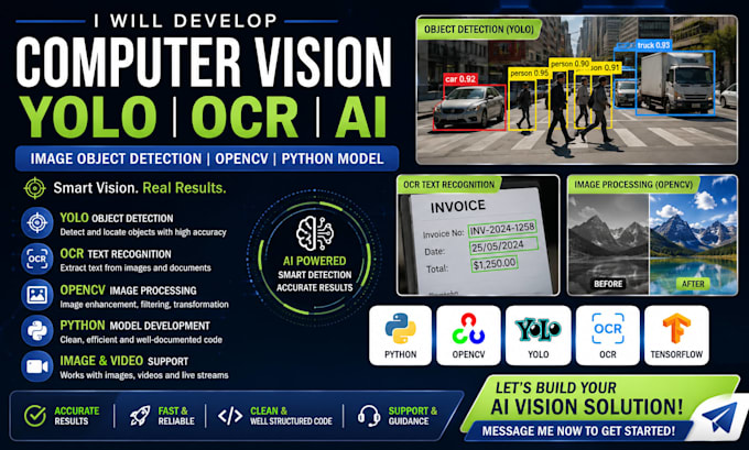 develop computer vision yolo ocr ai image object detection opencv python model