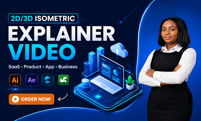 create 2d 3d isometric explainer video animation and saas product demo video