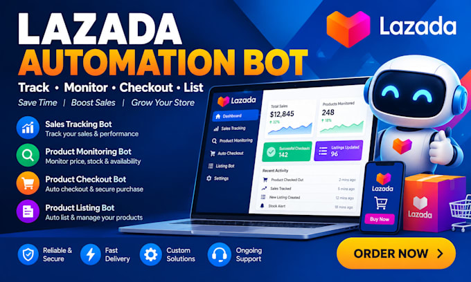 do lazada sales tracking bot, product checkout bot, monitoring bot, listing bot