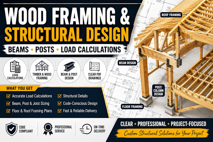 design timber wood framing, load calculations, beams and posts