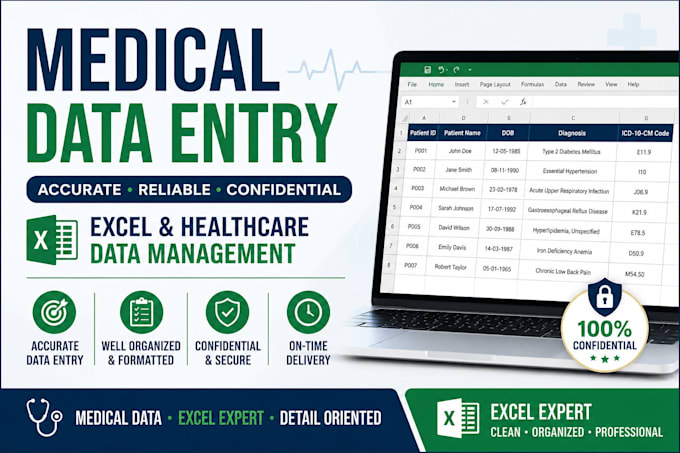 do accurate data entry, medical data entry and excel work