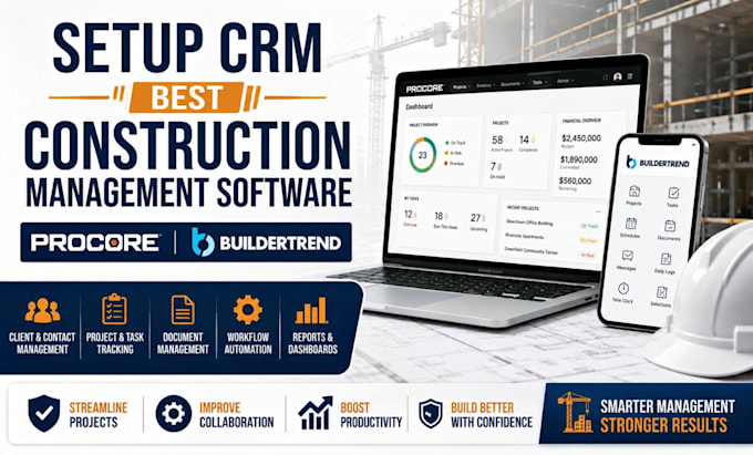 set up crm best construction management software wrike procore buildertrend