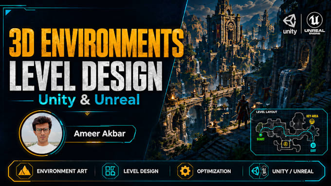 design 3d game environments and levels for unity and unreal engine